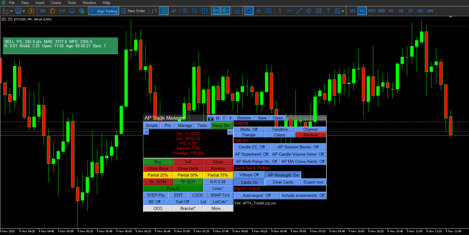 AP Trade Assistant – Lines Mode and OCO/Bracket